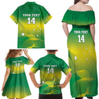 Custom Australia Rugby Family Matching Off Shoulder Maxi Dress and Hawaiian Shirt 2024 Kangaroos - Gradient Sporty Style