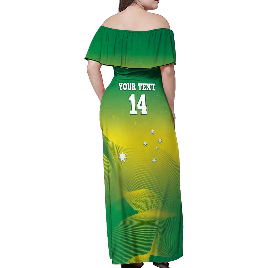 Custom Australia Rugby Family Matching Off Shoulder Maxi Dress and Hawaiian Shirt 2024 Kangaroos - Gradient Sporty Style