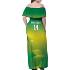 Custom Australia Rugby Family Matching Off Shoulder Maxi Dress and Hawaiian Shirt 2024 Kangaroos - Gradient Sporty Style