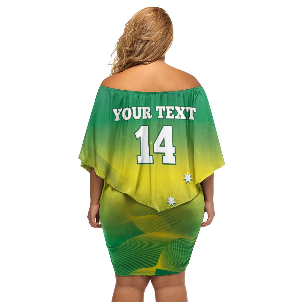 Custom Australia Rugby Family Matching Off Shoulder Short Dress and Hawaiian Shirt 2024 Kangaroos - Gradient Sporty Style