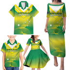 Custom Australia Rugby Family Matching Puletasi and Hawaiian Shirt 2024 Kangaroos - Gradient Sporty Style