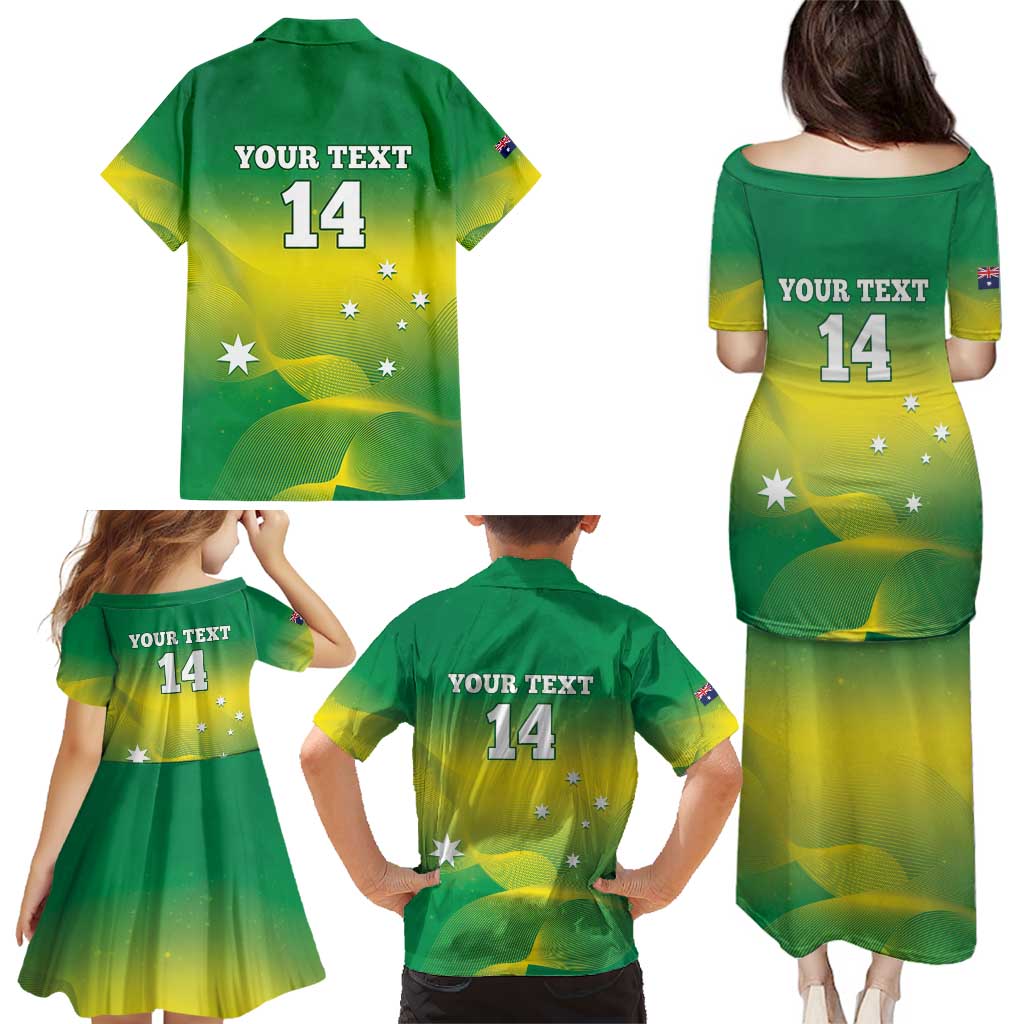 Custom Australia Rugby Family Matching Puletasi and Hawaiian Shirt 2024 Kangaroos - Gradient Sporty Style