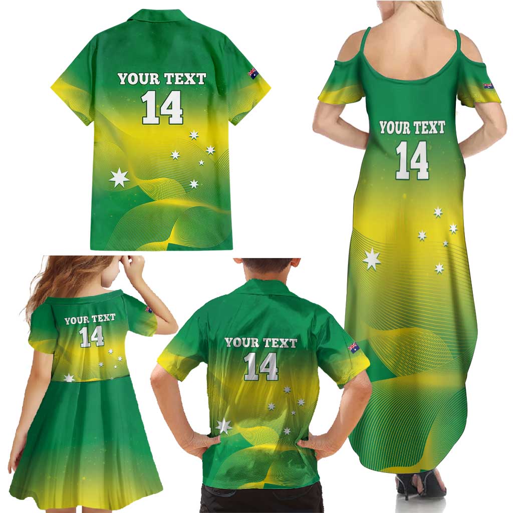 Custom Australia Rugby Family Matching Summer Maxi Dress and Hawaiian Shirt 2024 Kangaroos - Gradient Sporty Style