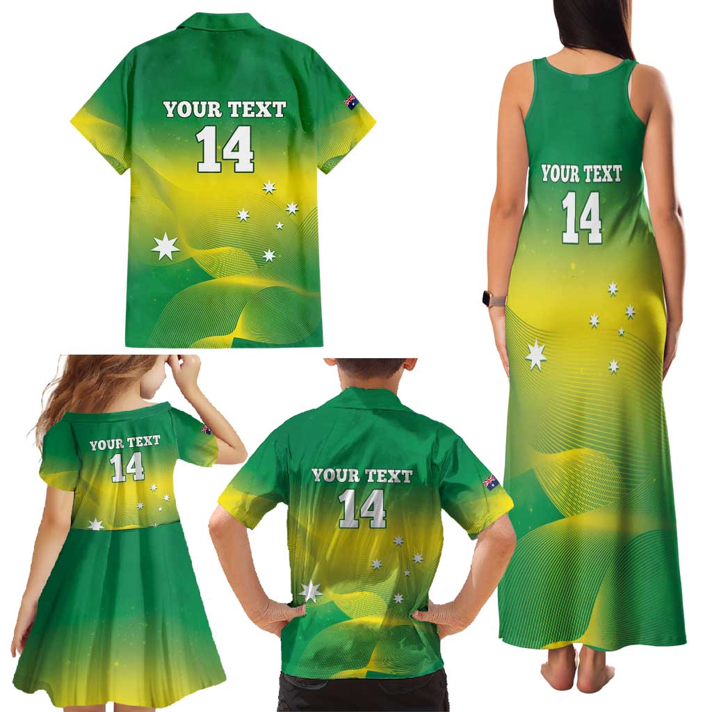 Custom Australia Rugby Family Matching Tank Maxi Dress and Hawaiian Shirt 2024 Kangaroos - Gradient Sporty Style
