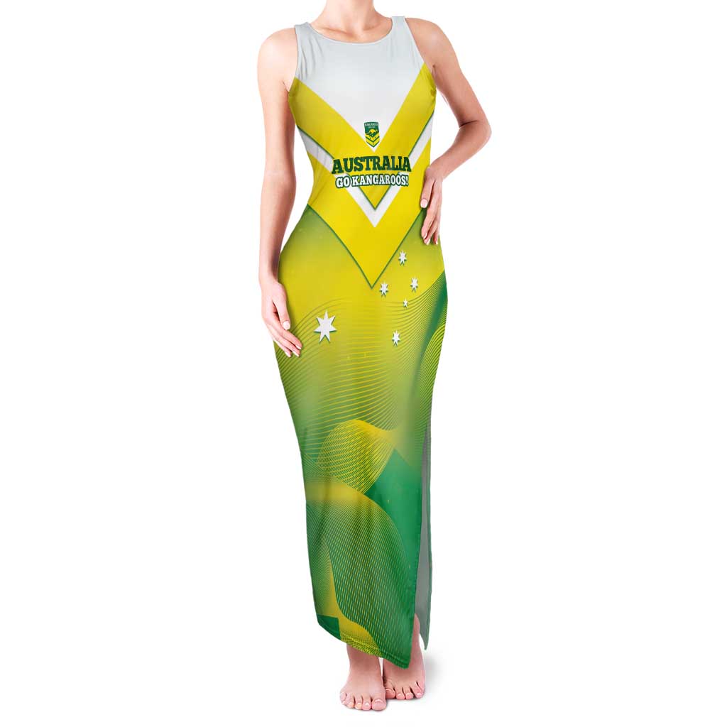 Custom Australia Rugby Family Matching Tank Maxi Dress and Hawaiian Shirt 2024 Kangaroos - Gradient Sporty Style