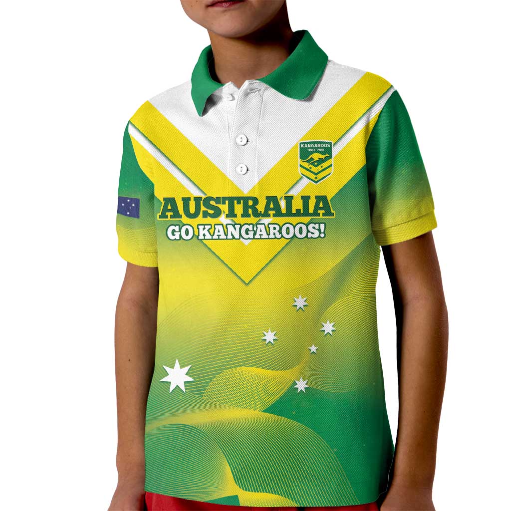 Custom Australia Rugby Kid Polo Shirt 2024 Kangaroos - Gradient Sporty Style