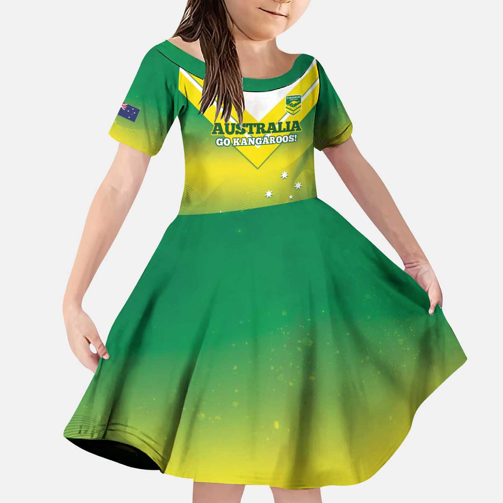 Custom Australia Rugby Kid Short Sleeve Dress 2024 Kangaroos - Gradient Sporty Style