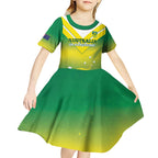 Custom Australia Rugby Kid Short Sleeve Dress 2024 Kangaroos - Gradient Sporty Style