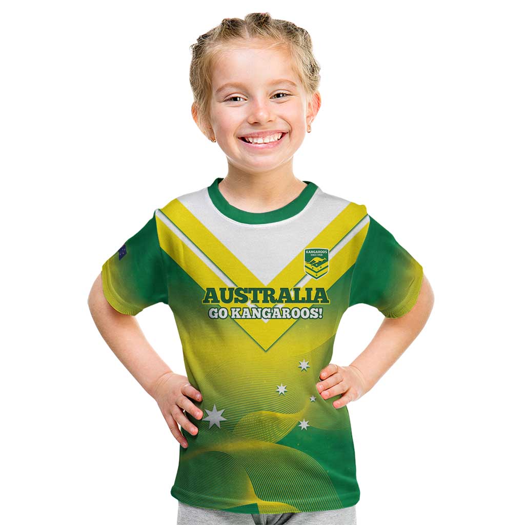 Custom Australia Rugby Kid T Shirt 2024 Kangaroos - Gradient Sporty Style