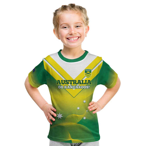 Custom Australia Rugby Kid T Shirt 2024 Kangaroos - Gradient Sporty Style