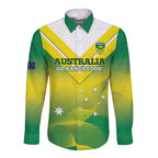 Custom Australia Rugby Long Sleeve Button Shirt 2024 Kangaroos - Gradient Sporty Style