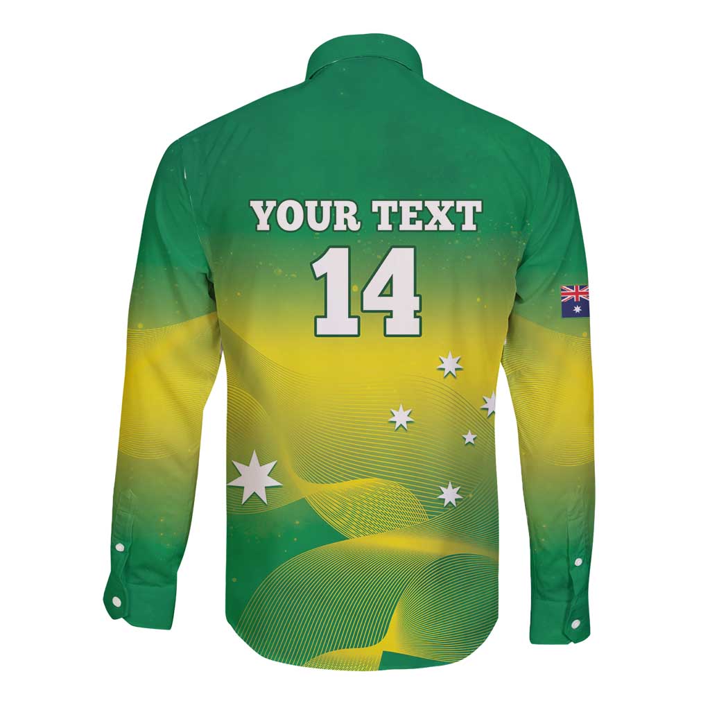Custom Australia Rugby Long Sleeve Button Shirt 2024 Kangaroos - Gradient Sporty Style
