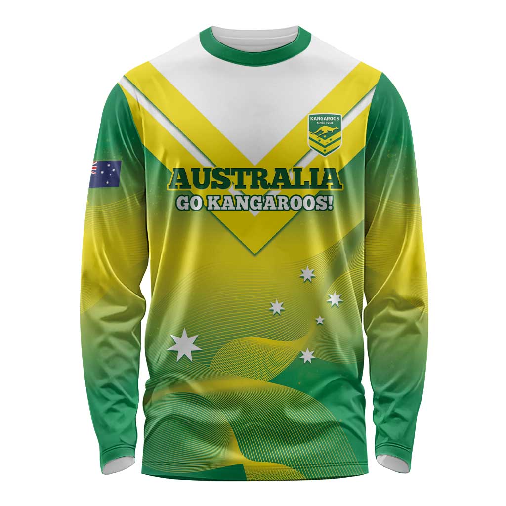 Custom Australia Rugby Long Sleeve Shirt 2024 Kangaroos - Gradient Sporty Style