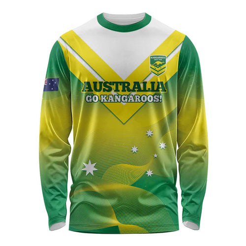 Custom Australia Rugby Long Sleeve Shirt 2024 Kangaroos - Gradient Sporty Style