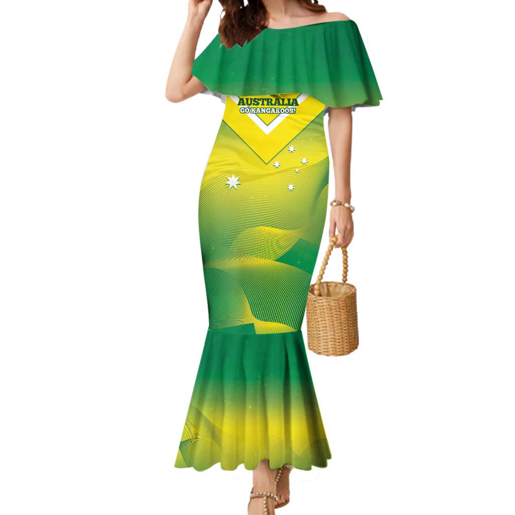Custom Australia Rugby Mermaid Dress 2024 Kangaroos - Gradient Sporty Style