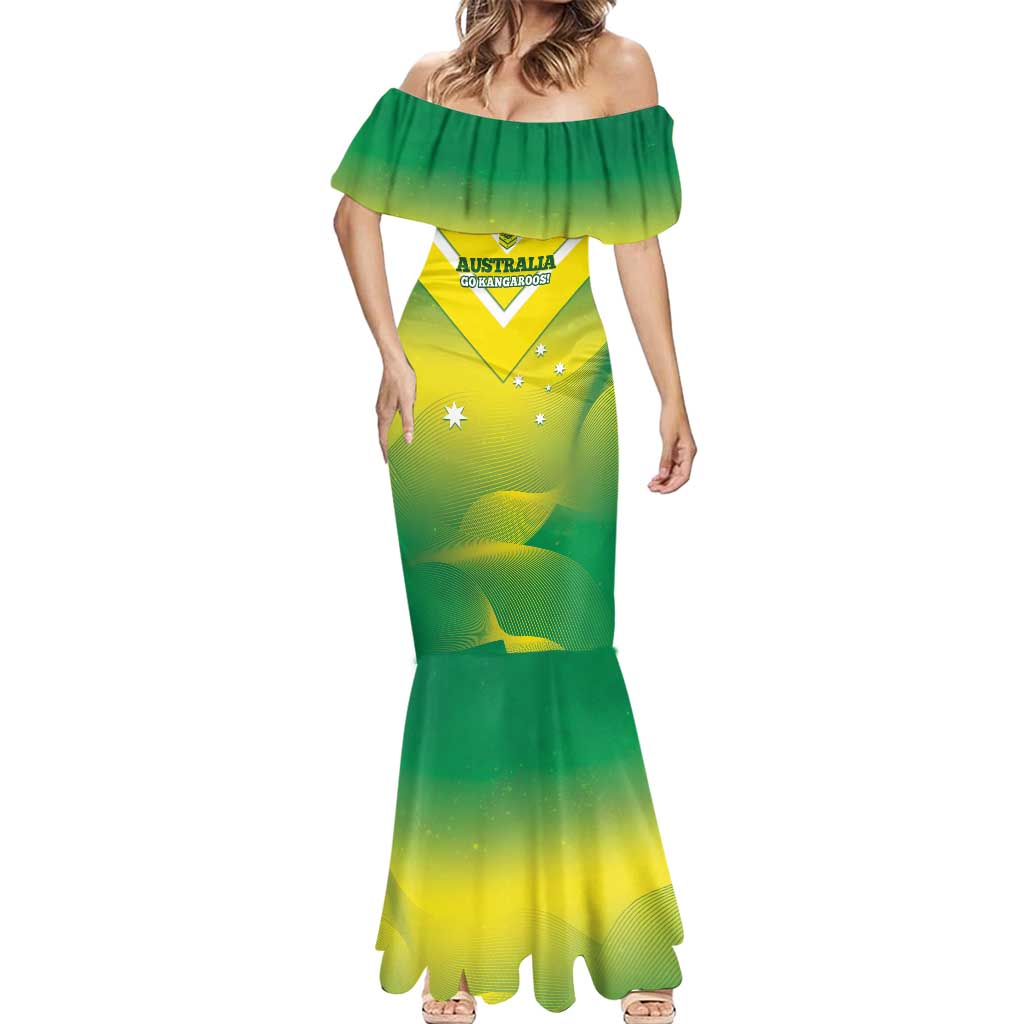 Custom Australia Rugby Mermaid Dress 2024 Kangaroos - Gradient Sporty Style