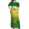 Custom Australia Rugby Off Shoulder Maxi Dress 2024 Kangaroos - Gradient Sporty Style