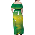 Custom Australia Rugby Off Shoulder Maxi Dress 2024 Kangaroos - Gradient Sporty Style