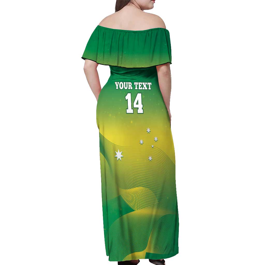 Custom Australia Rugby Off Shoulder Maxi Dress 2024 Kangaroos - Gradient Sporty Style