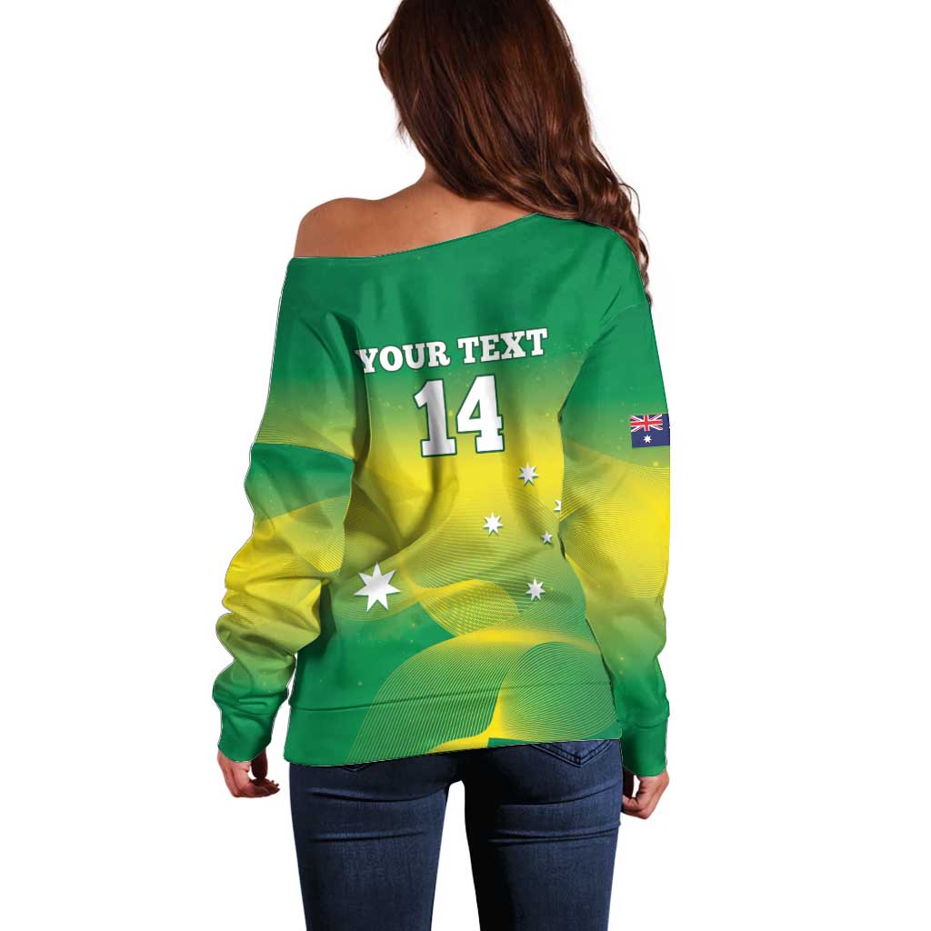 Custom Australia Rugby Off Shoulder Sweater 2024 Kangaroos - Gradient Sporty Style