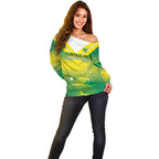 Custom Australia Rugby Off Shoulder Sweater 2024 Kangaroos - Gradient Sporty Style