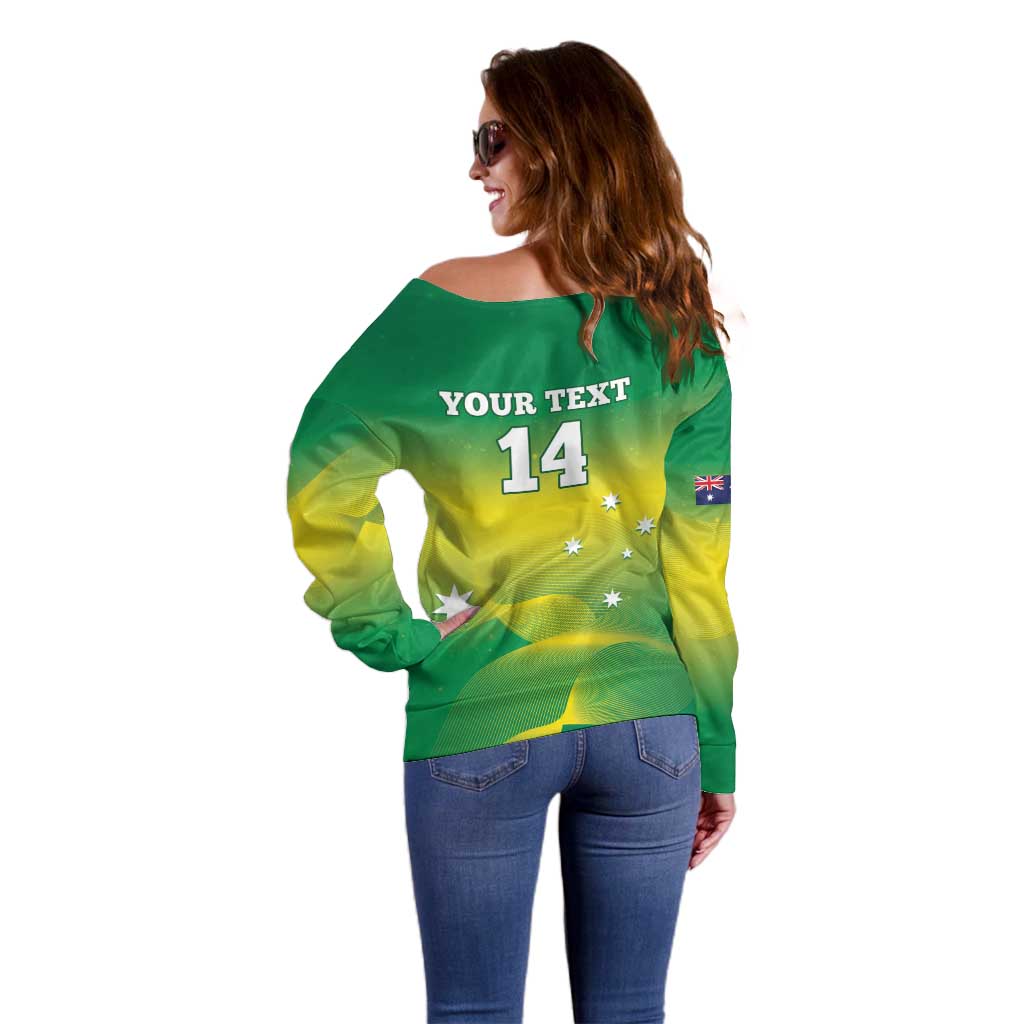 Custom Australia Rugby Off Shoulder Sweater 2024 Kangaroos - Gradient Sporty Style