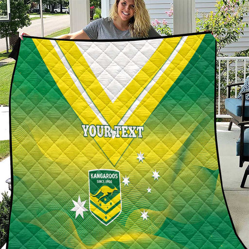 Custom Australia Rugby Quilt 2024 Kangaroos - Gradient Sporty Style