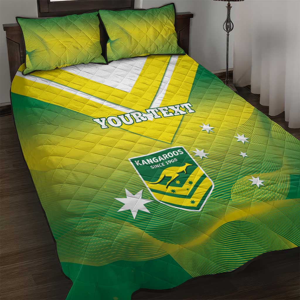 Custom Australia Rugby Quilt Bed Set 2024 Kangaroos - Gradient Sporty Style