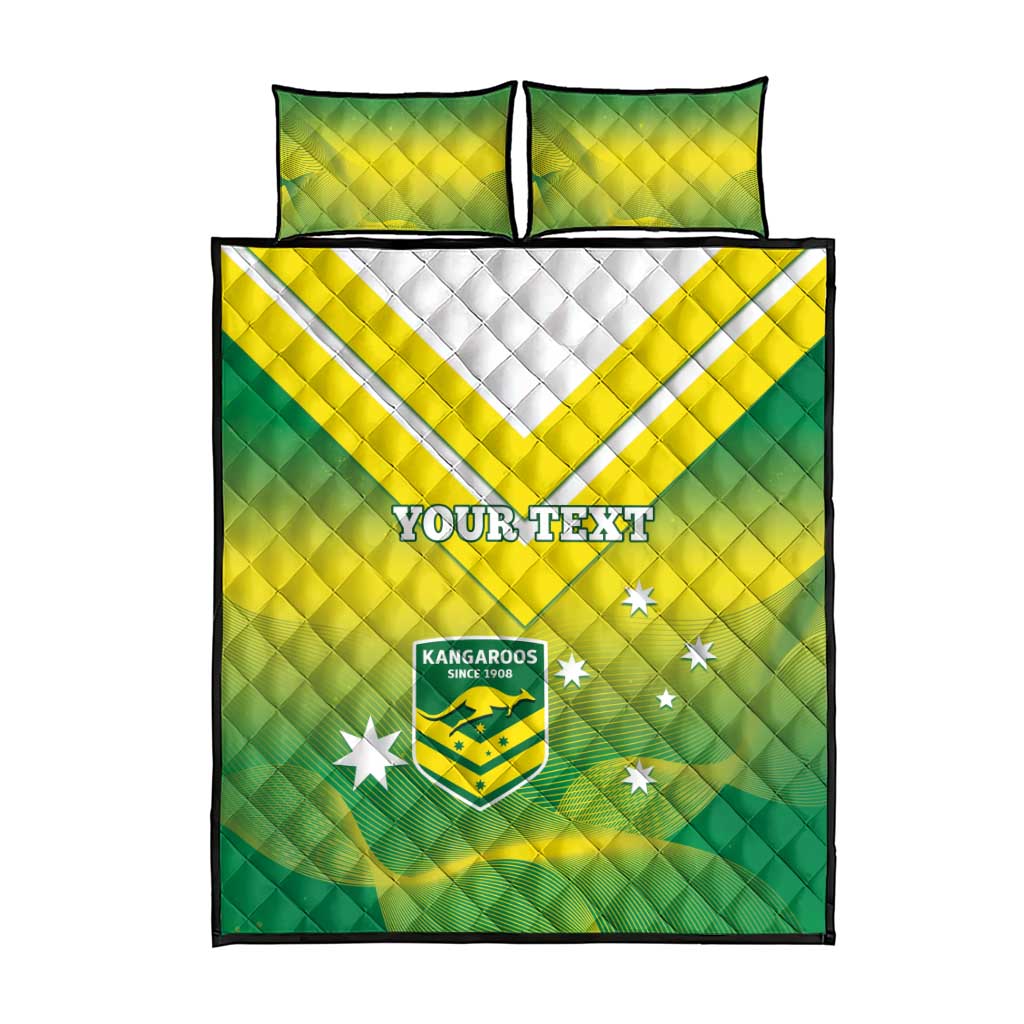 Custom Australia Rugby Quilt Bed Set 2024 Kangaroos - Gradient Sporty Style