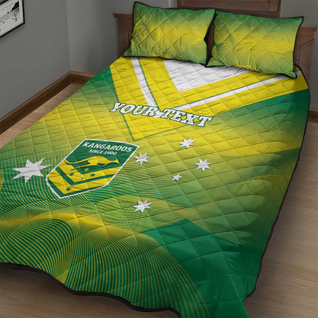 Custom Australia Rugby Quilt Bed Set 2024 Kangaroos - Gradient Sporty Style