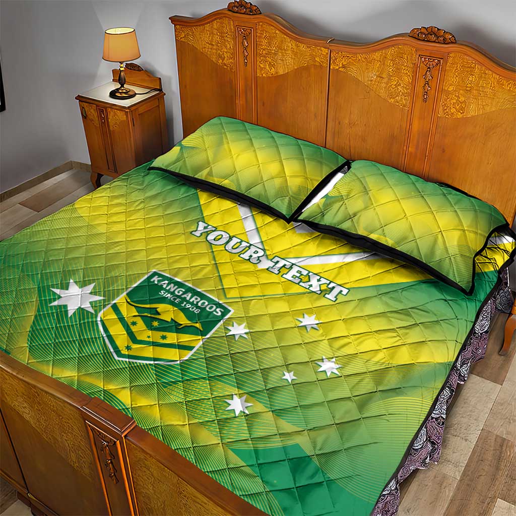 Custom Australia Rugby Quilt Bed Set 2024 Kangaroos - Gradient Sporty Style