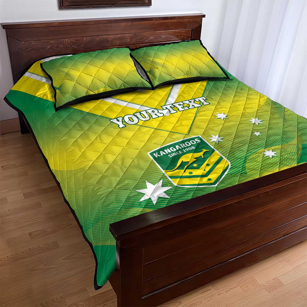 Custom Australia Rugby Quilt Bed Set 2024 Kangaroos - Gradient Sporty Style