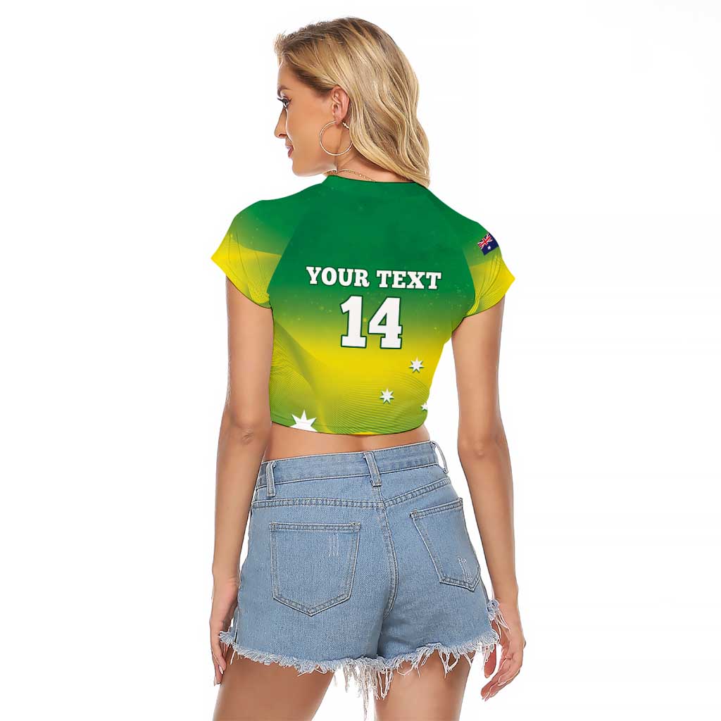 Custom Australia Rugby Raglan Cropped T Shirt 2024 Kangaroos - Gradient Sporty Style