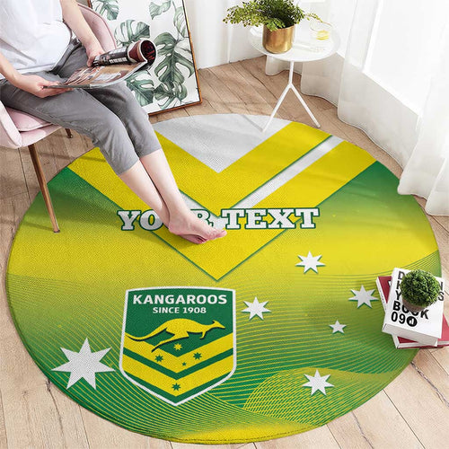 Custom Australia Rugby Round Carpet 2024 Kangaroos - Gradient Sporty Style