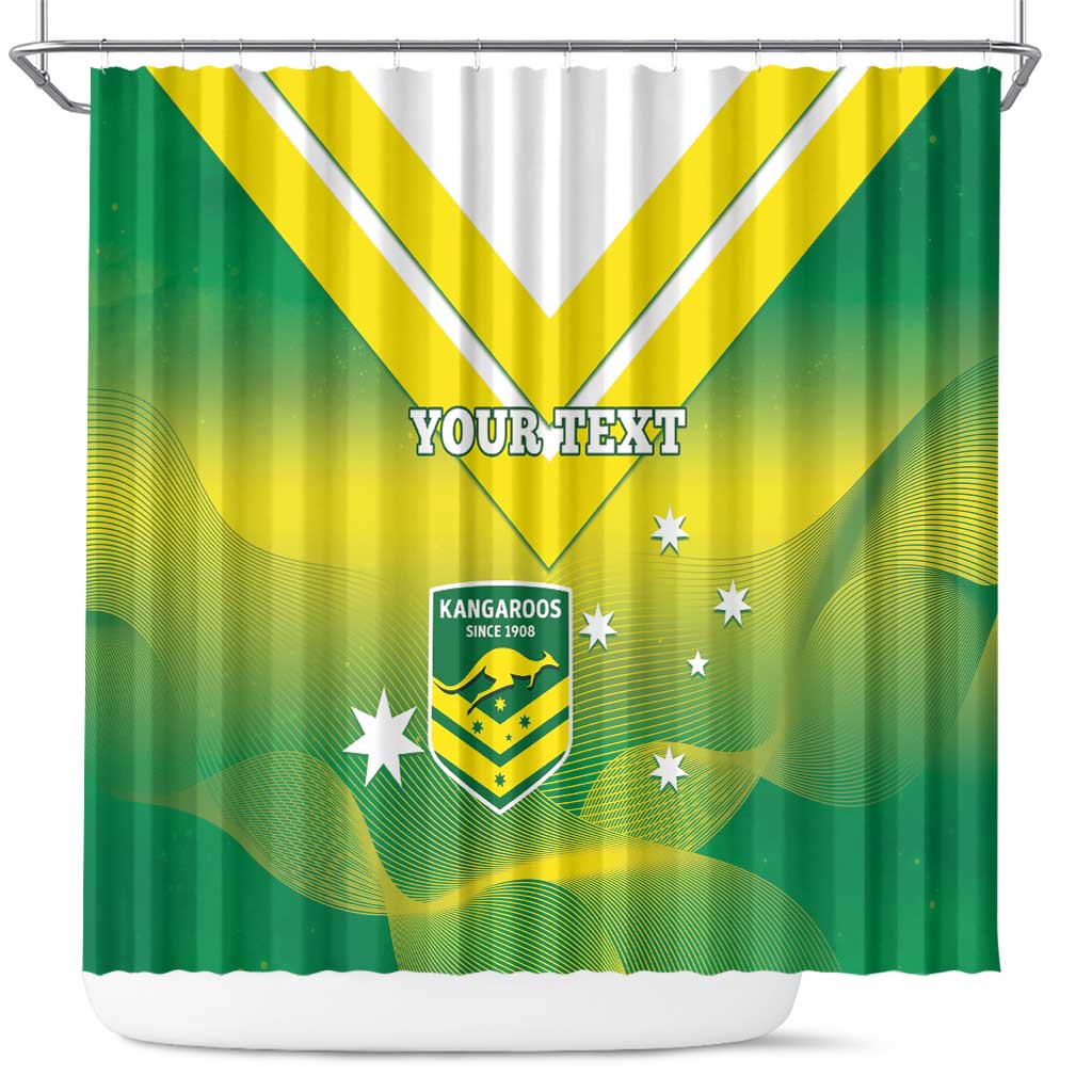 Custom Australia Rugby Shower Curtain 2024 Kangaroos - Gradient Sporty Style