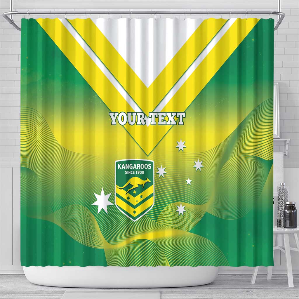 Custom Australia Rugby Shower Curtain 2024 Kangaroos - Gradient Sporty Style
