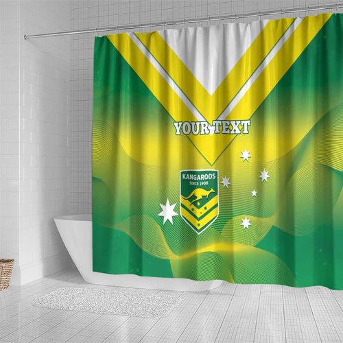 Custom Australia Rugby Shower Curtain 2024 Kangaroos - Gradient Sporty Style