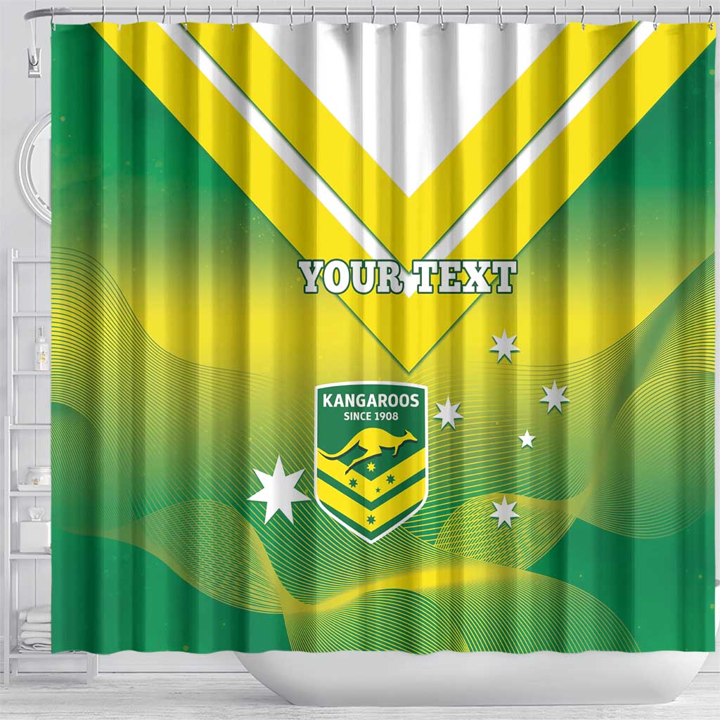 Custom Australia Rugby Shower Curtain 2024 Kangaroos - Gradient Sporty Style