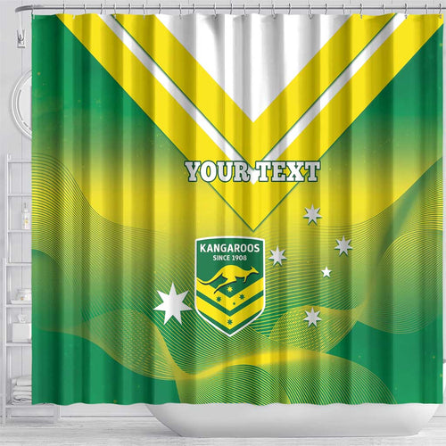 Custom Australia Rugby Shower Curtain 2024 Kangaroos - Gradient Sporty Style