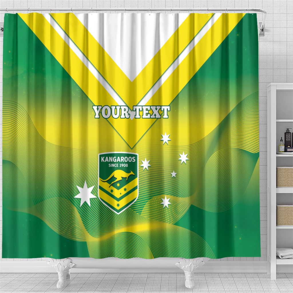 Custom Australia Rugby Shower Curtain 2024 Kangaroos - Gradient Sporty Style