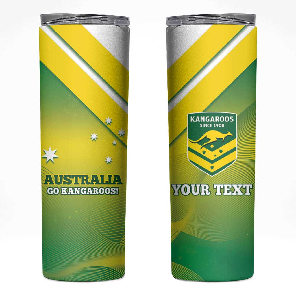 Personalised Australia Rugby Skinny Tumbler 2024 Kangaroos - Gradient Sporty Style