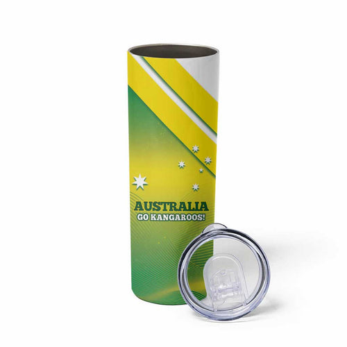 Personalised Australia Rugby Skinny Tumbler 2024 Kangaroos - Gradient Sporty Style