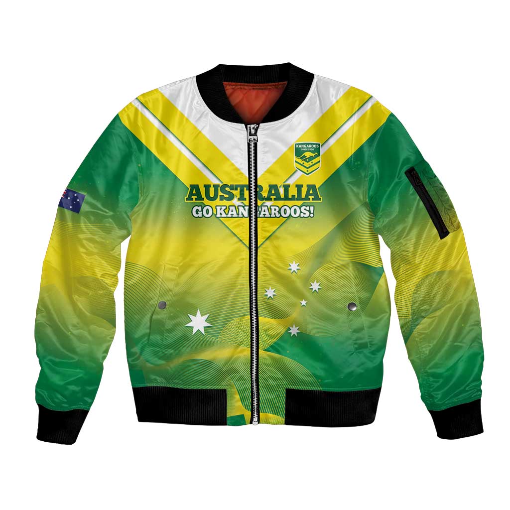 Custom Australia Rugby Sleeve Zip Bomber Jacket 2024 Kangaroos - Gradient Sporty Style