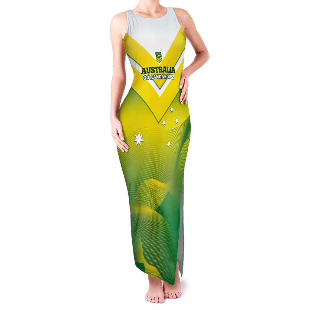 Custom Australia Rugby Tank Maxi Dress 2024 Kangaroos - Gradient Sporty Style