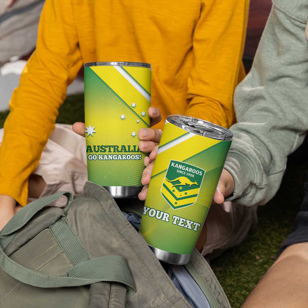 Personalised Australia Rugby Tumbler Cup 2024 Kangaroos - Gradient Sporty Style