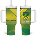 Personalised Australia Rugby Tumbler With Handle 2024 Kangaroos - Gradient Sporty Style
