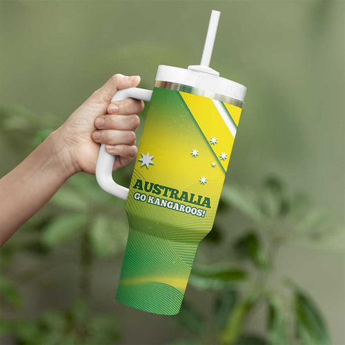 Personalised Australia Rugby Tumbler With Handle 2024 Kangaroos - Gradient Sporty Style