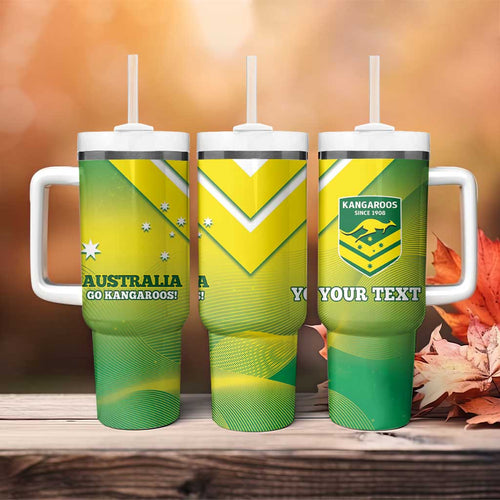 Personalised Australia Rugby Tumbler With Handle 2024 Kangaroos - Gradient Sporty Style