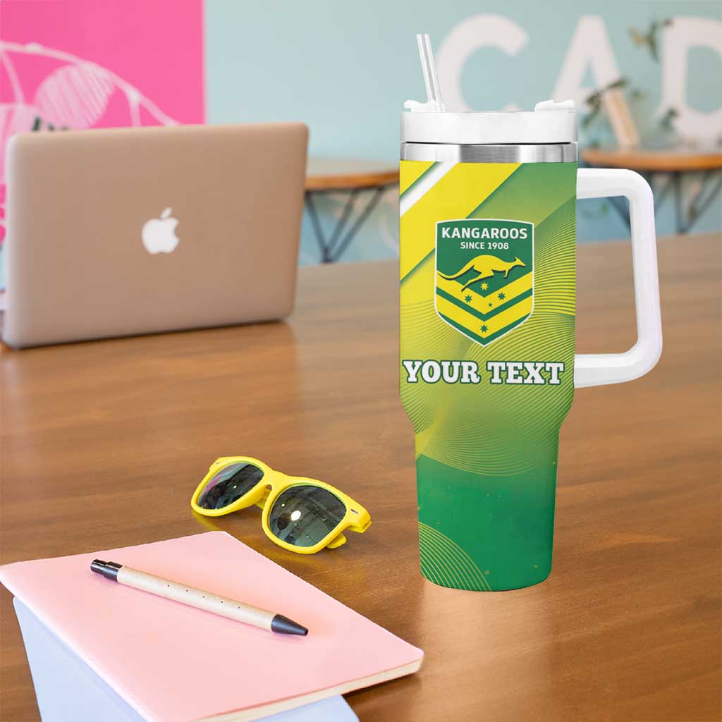 Personalised Australia Rugby Tumbler With Handle 2024 Kangaroos - Gradient Sporty Style