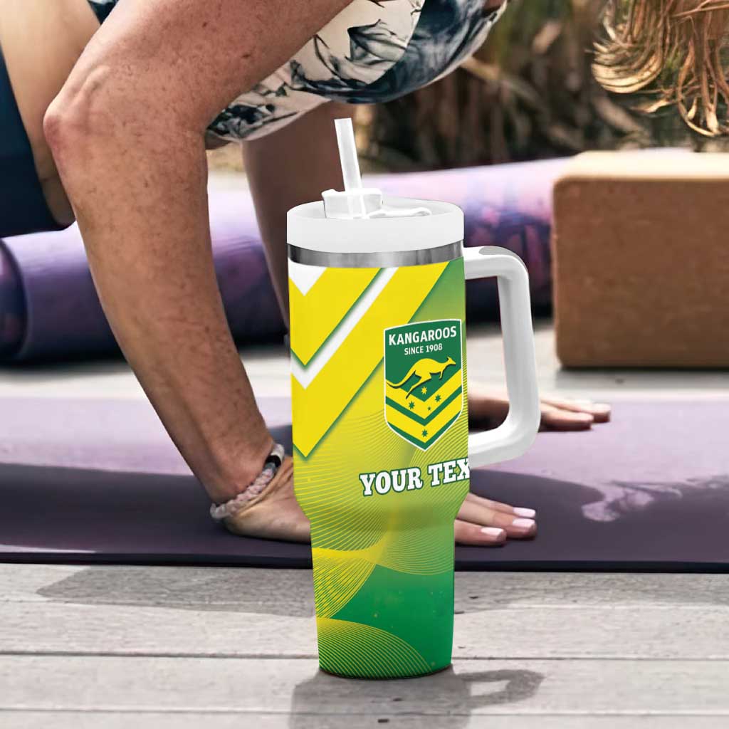 Personalised Australia Rugby Tumbler With Handle 2024 Kangaroos - Gradient Sporty Style